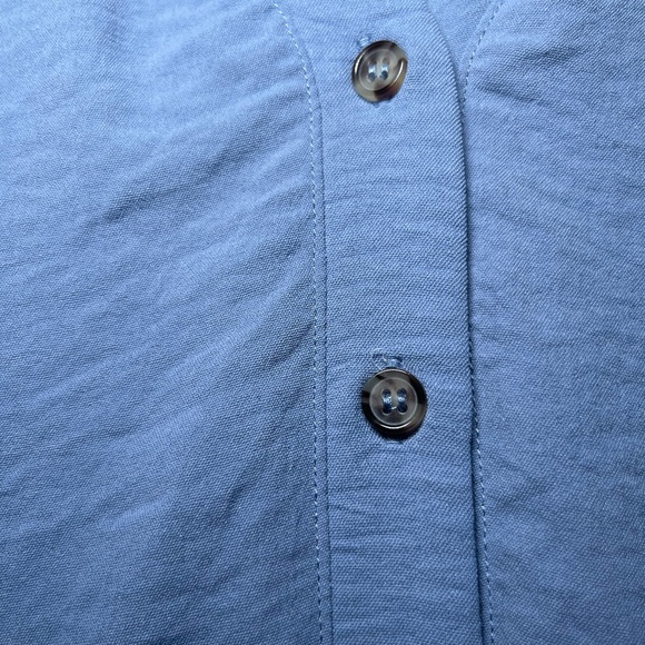 Lucky Brand Women’s Flutter Cap Sleeve Button Front Blue Midi Dress Size Large - Picture 6 of 13